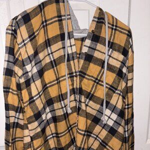 Yellow plaid hoodie shirt